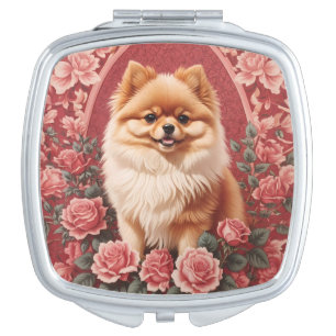 Elegant Pomeranian Dog William Morris Inspired  Compact Mirror