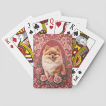 Elegant Pomeranian Dog William Morris Inspired  Poker Cards