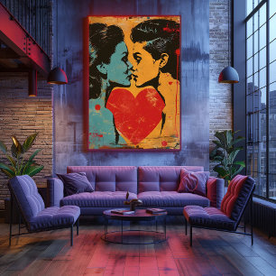 Elegant Pop Art: Love Between Women Photo Print