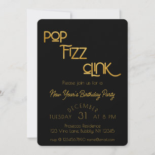 Elegant Pop Fizz Clink Birthday Party Invitation