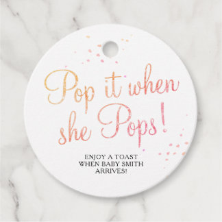 Elegant Pop it when She Pops Baby Shower Favor Tag