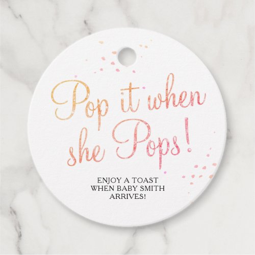 Elegant Pop it when She Pops Baby Shower Favor Tag