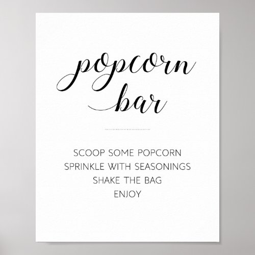 Elegant Popcorn Bar Buffet Wedding Sign