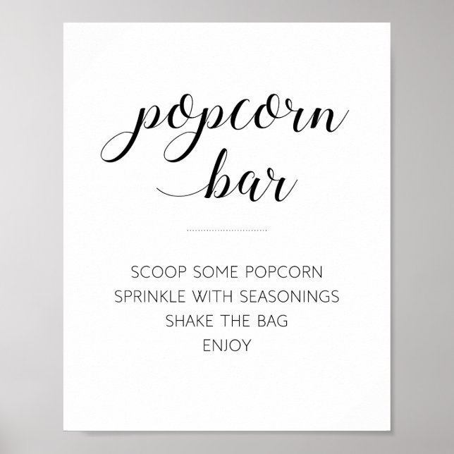 Elegant Popcorn Bar Buffet Wedding Sign (Front)