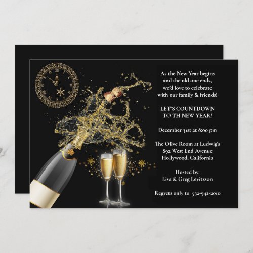 Elegant Popped Champagne New Years Eve Party Invitation