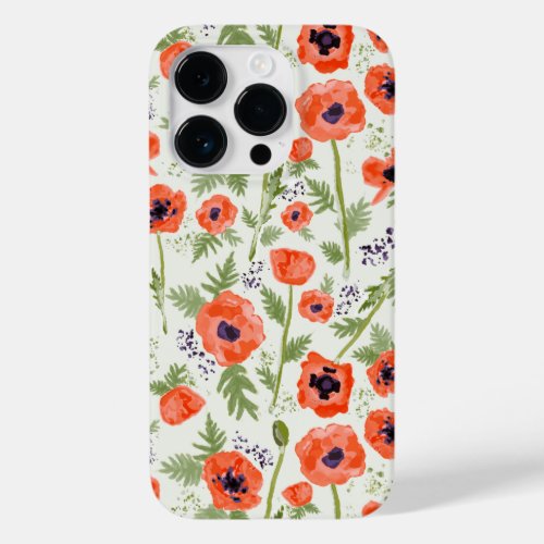 Elegant Poppies Orange Floral Pattern Case_Mate iPhone 14 Pro Case