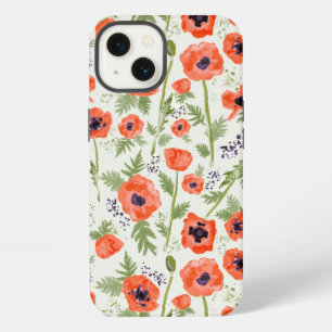 Elegant Poppies Orange Floral Pattern iPhone 13 Case