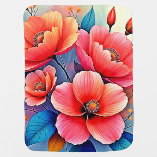 Elegant Poppies: Radiant Nature Art Baby Blanket