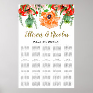 Elegant Poppies Wedding Seating Chart