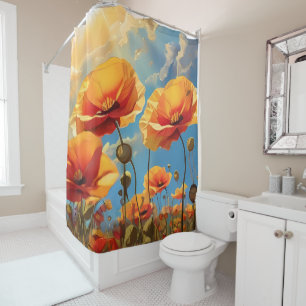 Elegant Poppy Blossom Shower Curtain