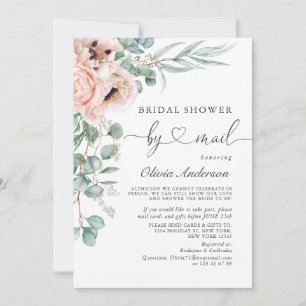 Elegant Poppy Eucalyptus Bridal Shower By Mail Invitation