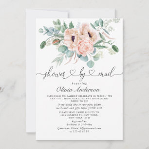 Elegant Poppy Eucalyptus Bridal Shower By Mail Invitation