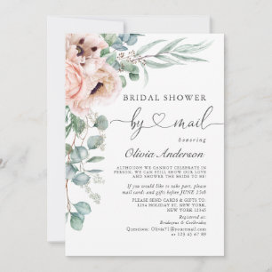 Elegant Poppy Eucalyptus Bridal Shower By Mail Invitation