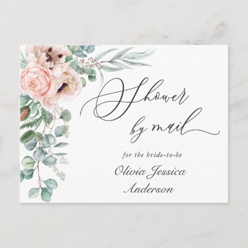 Elegant Poppy Eucalyptus Bridal Shower By Mail Postcard