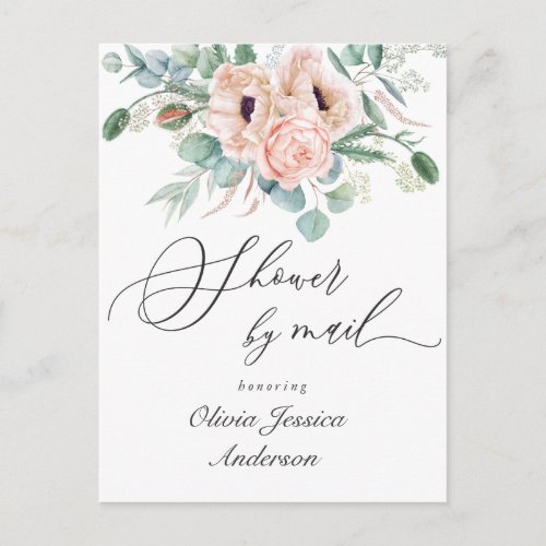 Elegant Poppy Eucalyptus Bridal Shower By Mail Postcard