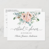 Elegant Poppy Eucalyptus Bridal VIRTUAL Shower Postcard (Front/Back)