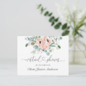 Elegant Poppy Eucalyptus Bridal VIRTUAL Shower Postcard (Standing Front)