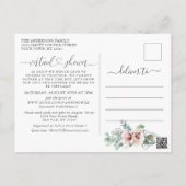 Elegant Poppy Eucalyptus Bridal VIRTUAL Shower Postcard (Back)