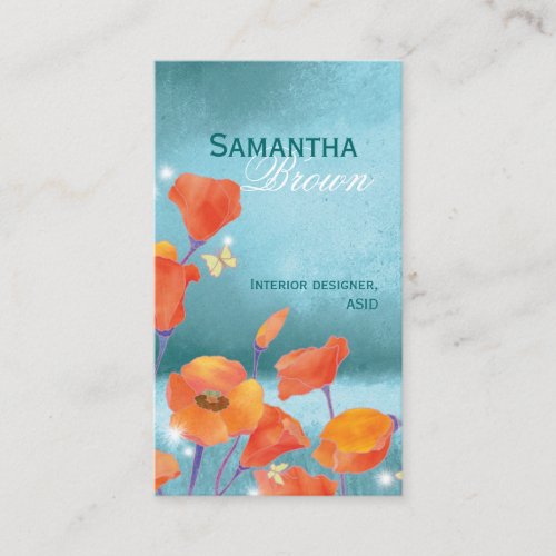 Elegant Red Poppy Nature Business Cards
