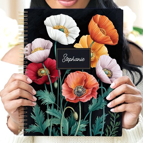 Elegant Poppy Floral Custom Name Planner