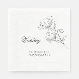 Elegant poppy flower modern wedding Paper Napkin