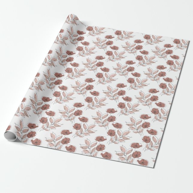 Elegant Poppy Flowers Seamless Pattern Wrapping Paper (Unrolled)