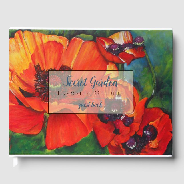 Elegant Poppy Flowers Vacation Rental Guest Book (Front)