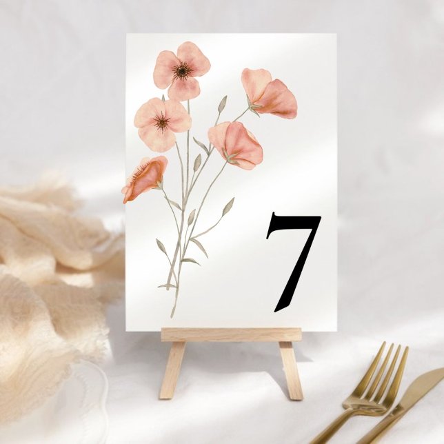 Elegant Poppy Meadow Orange Flowers  Table Number (Creator Uploaded)