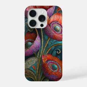 Elegant Poppy Tapestry, Royal Red & Purple, Golds iPhone 15 Pro Case