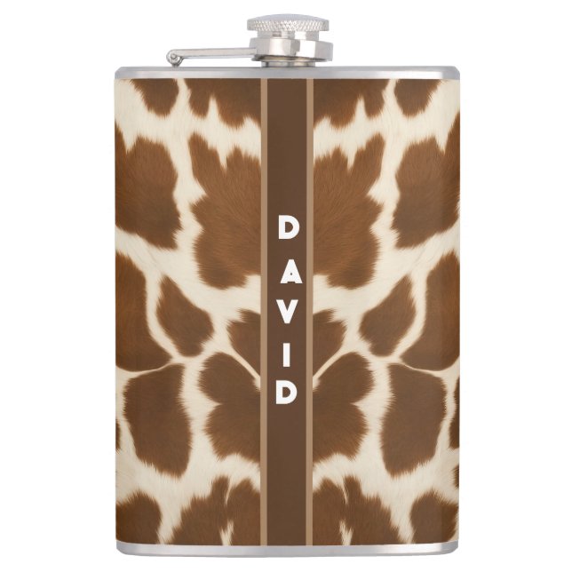 Elegant Popular Cow Faux Leather Collection Flask (Front)