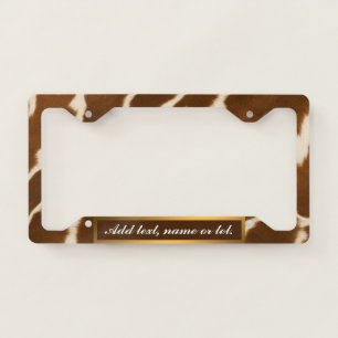 Elegant Popular Cow Faux Leather Collection License Plate Frame