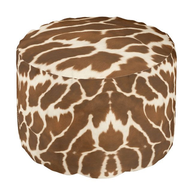 Elegant Popular Cow Faux Leather Collection Pouf (Angled Front)