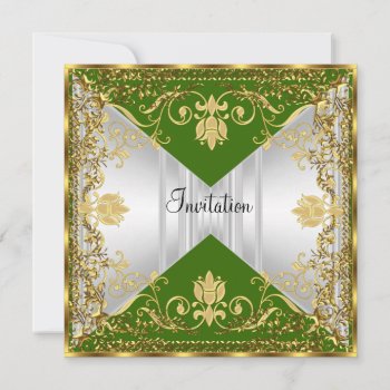 Elegant Popular Green And Gold Invitation by invitesnow at Zazzle