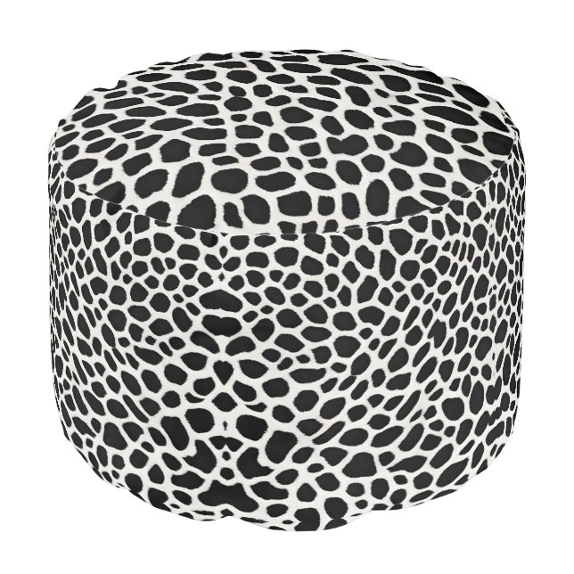 Elegant Popular Luxury White Leopard Collection Pouf (Angled Front)