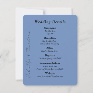 Elegant Porcelain Blue Wedding Details Card