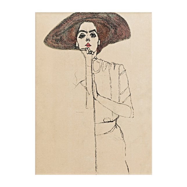 Elegant Portrait: Egon Schiele Acrylic Print (Front)