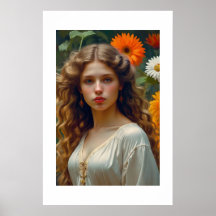 Elegant Portrait of a Beautiful Girl with Flower