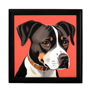 Elegant Portrait of a Black and White Dog Gift Box