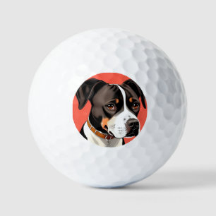 Elegant Portrait of a Black and White Dog Golf Balls