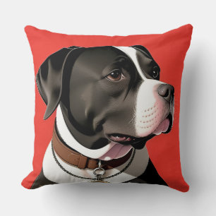 Elegant Portrait of a Black and White Dog Throw Pillow
