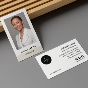 Elegant Portrait Photo Logo Social Icon IVORY Business Card