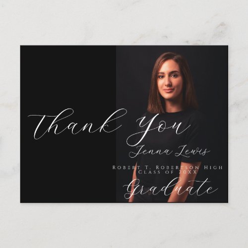 Elegant Portrait Script Overlay Grad Thank you   Postcard