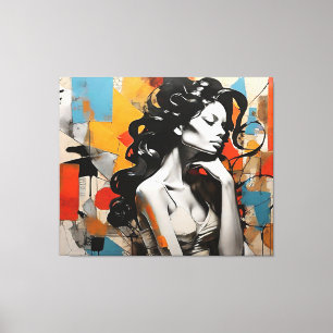 Elegant Pose Abstract Woman Portrait Painting Canvas Print