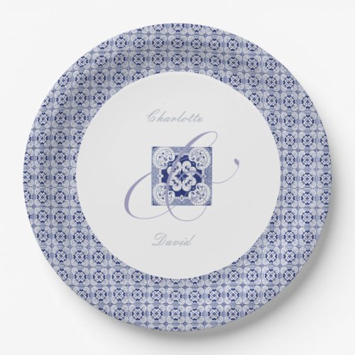 Elegant Positano Tile Wedding Round Paper Plate