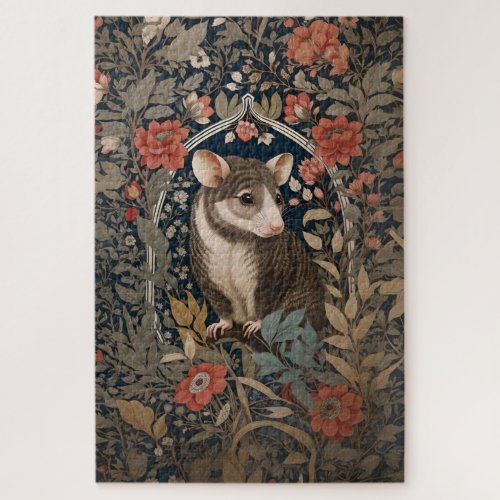 Elegant Possum William Morris Inspired Floral Jigsaw Puzzle