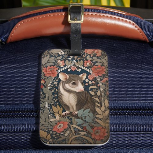 Elegant Possum William Morris Inspired Floral  Luggage Tag