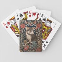 Elegant Possum William Morris Inspired Floral  Playing Cards