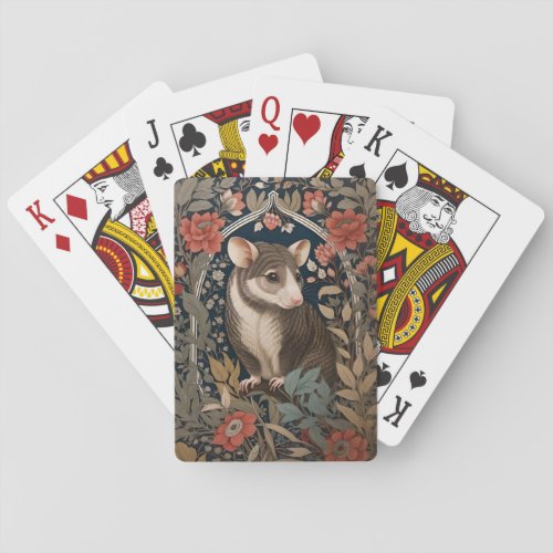 Elegant Possum William Morris Inspired Floral  Poker Cards