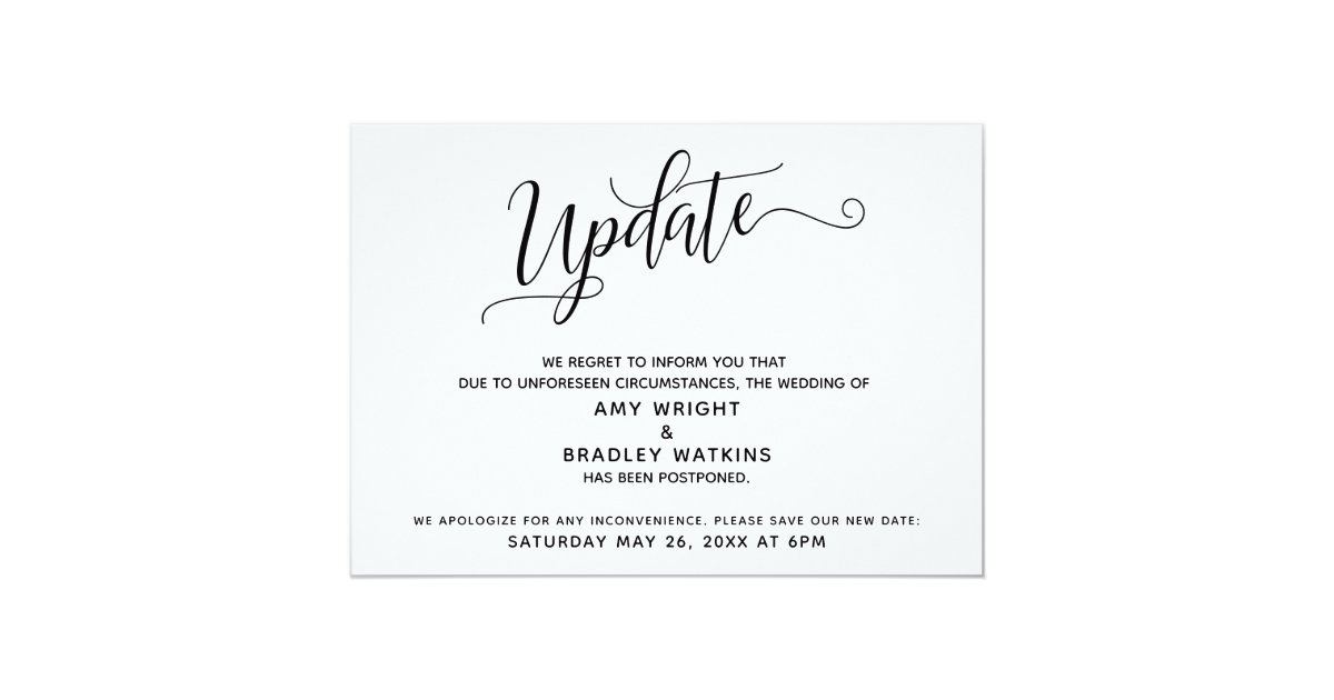 Elegant Postponed Wedding Announcement Update | Zazzle.com