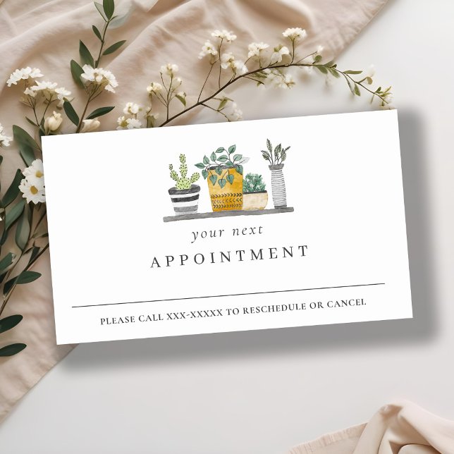 Elegant Potted House Plants Botanical Appointment Business Card (Creator Uploaded)